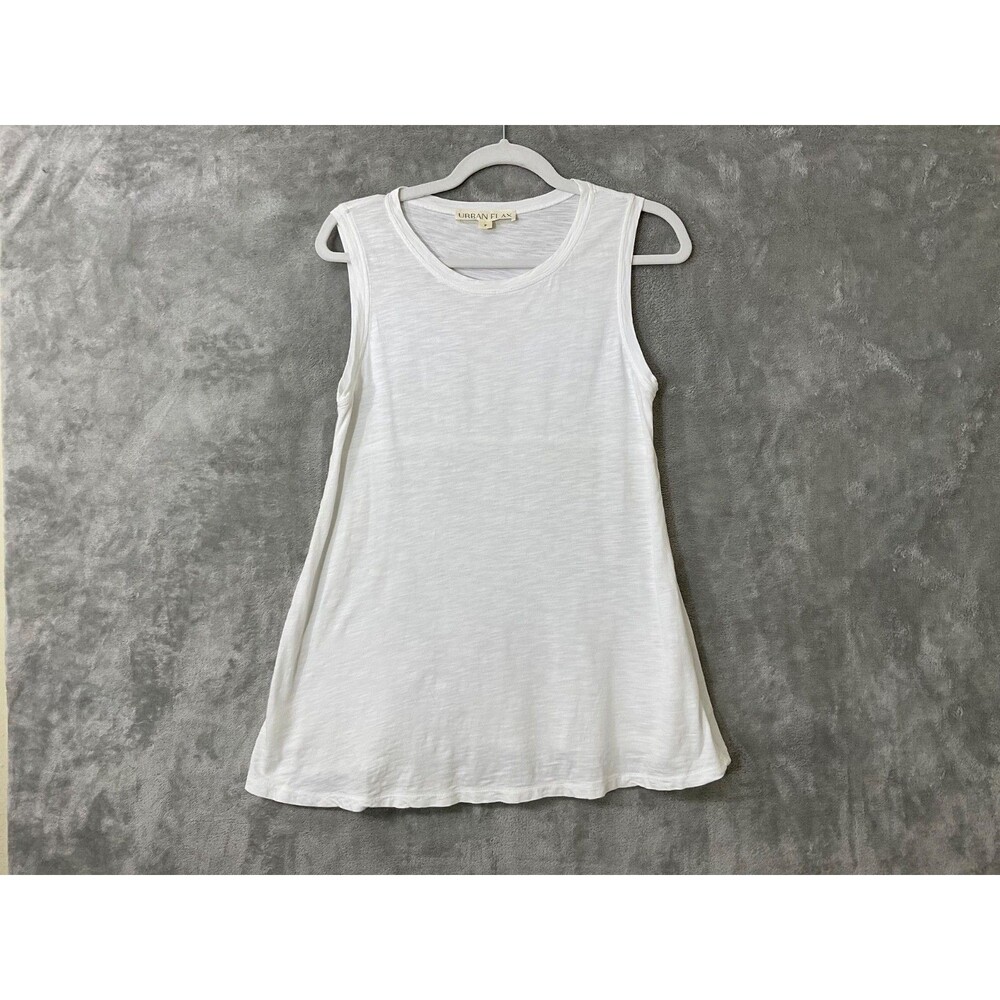 Urban Flax Tunic Top Womens XS white Mix Media Cotton 100% Linen Sleeveless USA